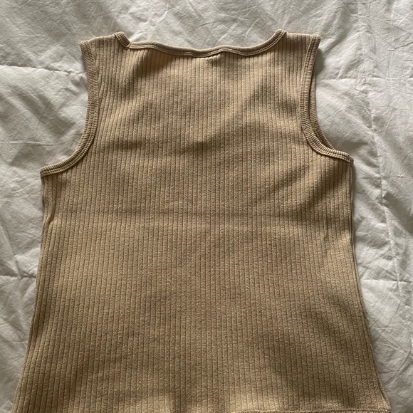 Tan Ribbed V-Neck Tank Top - Picture 3 of 3